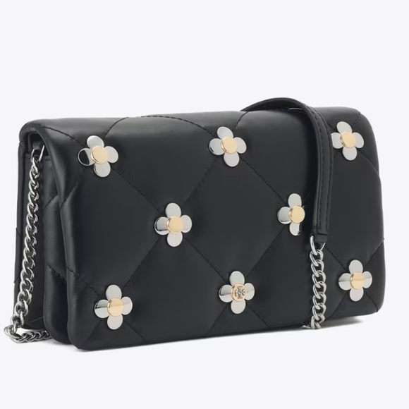 Tory Burch KIRA DIAMOND QUILT MULTI-CLOVER CHAIN WALLET Crossbody bag
